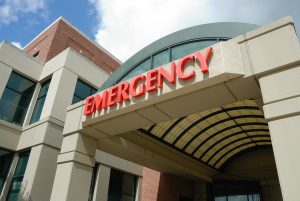Emergency sign on hospital