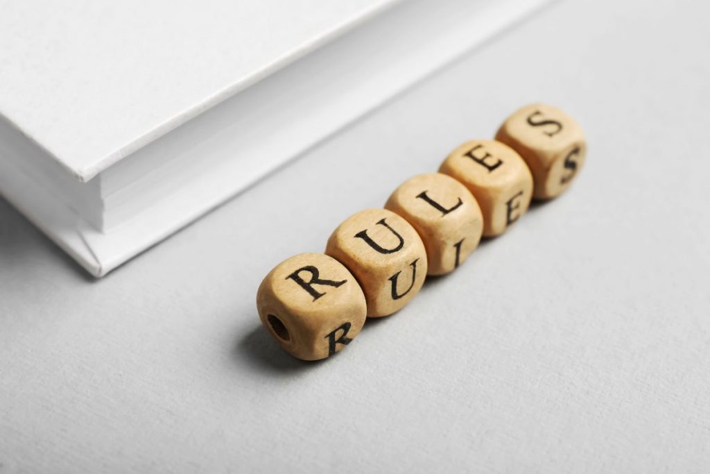 Blocks spelling out "Rules"