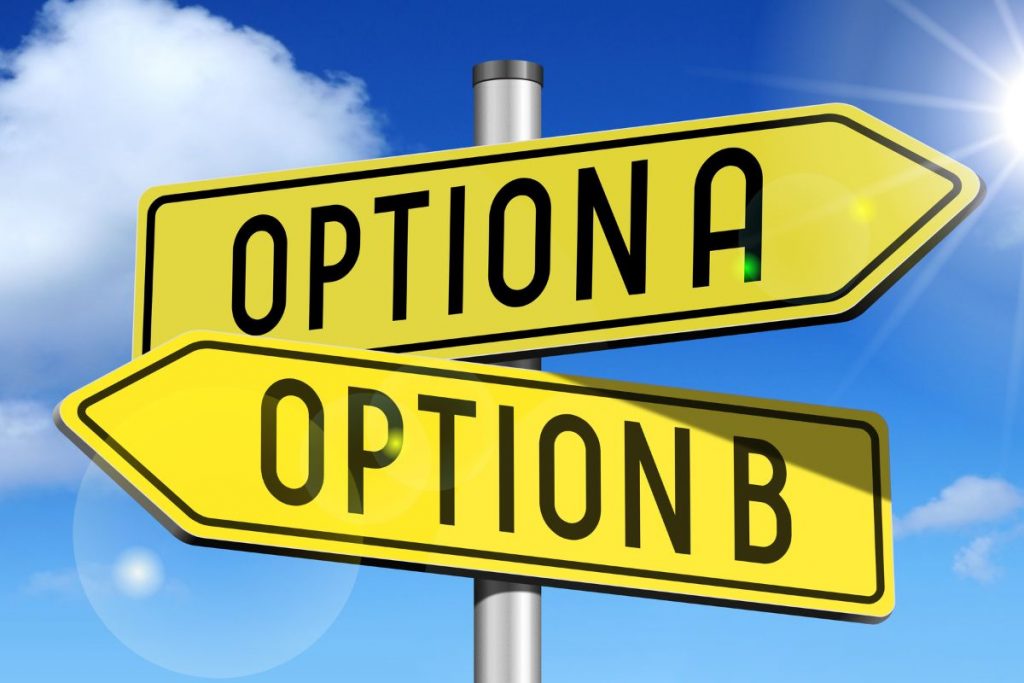Signs for 2 different options