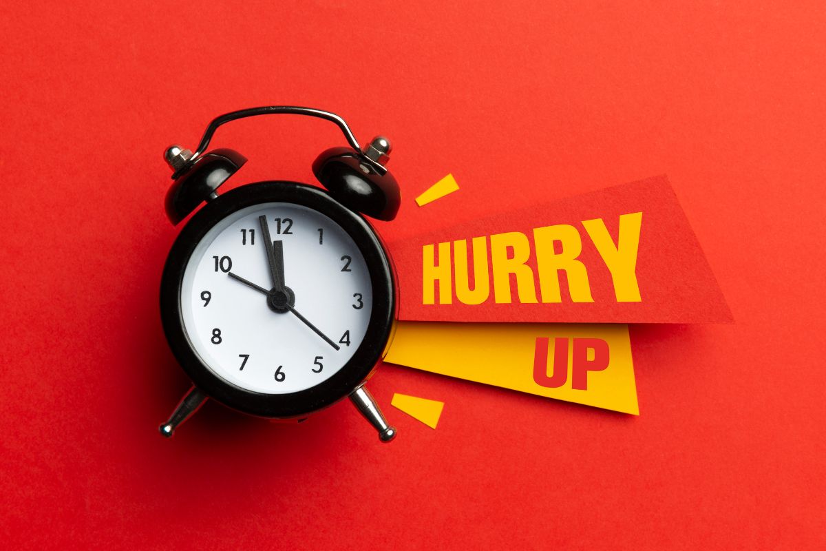 Alarm clock with the words "hurry up" so providers don't miss Medicare's timely filing limit