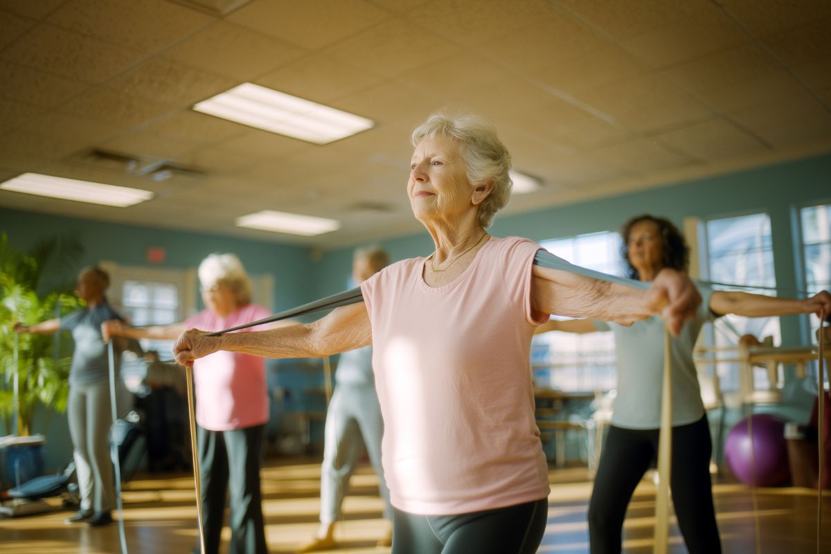Medicare beneficiary enjoying the Medicare Advantage extra benefit of a gym membership