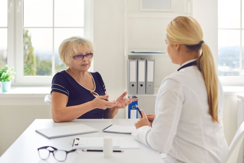 Medicare beneficiary asking health questions to provider
